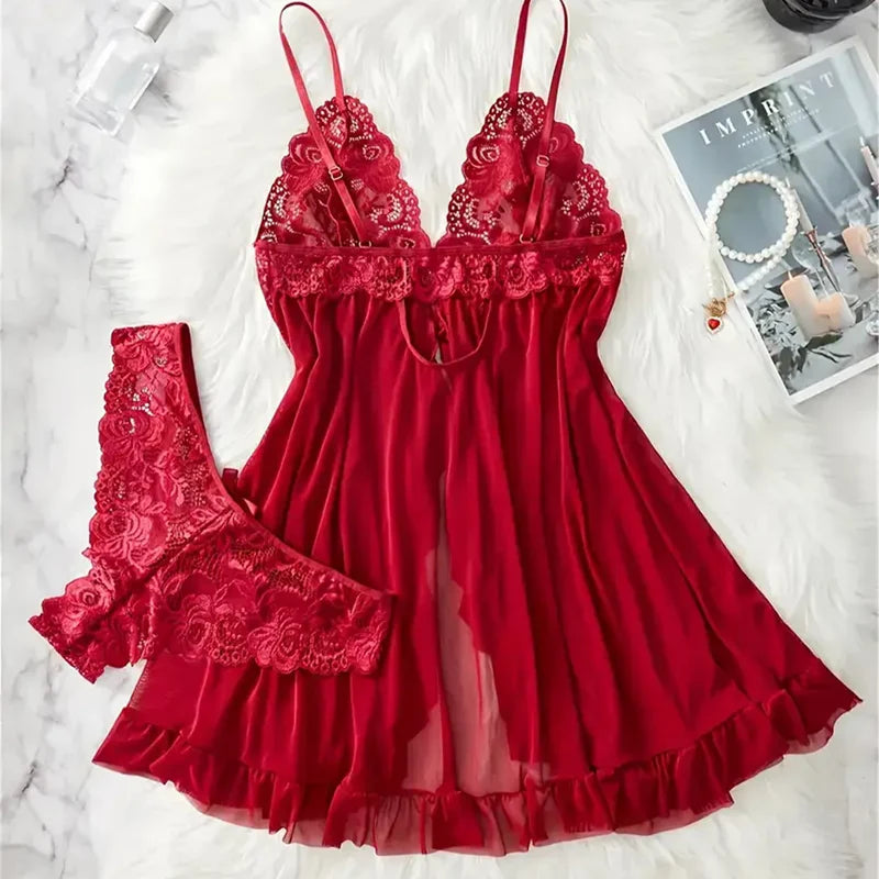 Babydoll + Calcinha Lingerie Renda